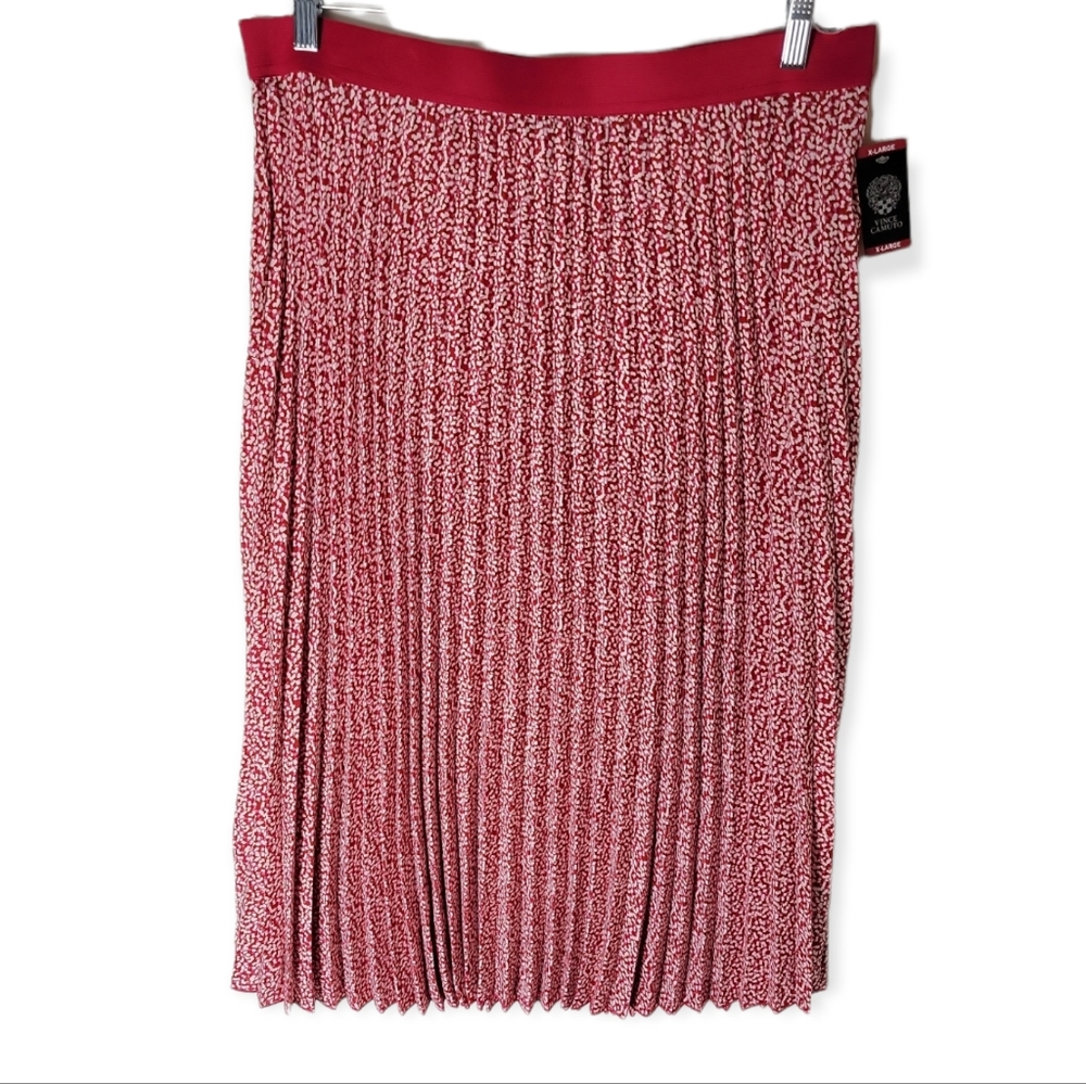 Vince Camuto pink white pleated midi skirt size XL